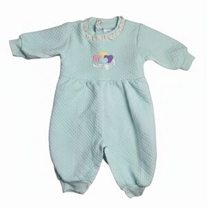 VINTAGE Small Steps for Newborns Quilted Hearts Baby Sleepsuit  -  3/6 MOS